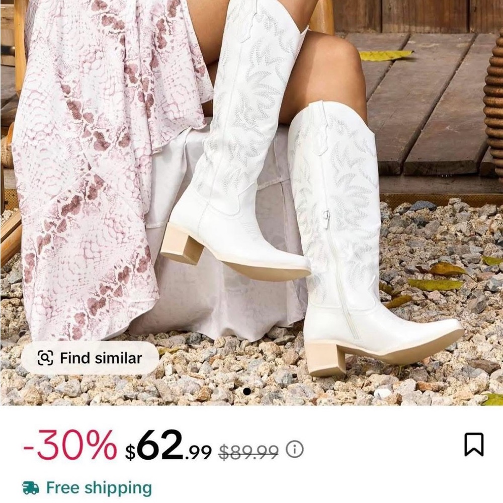 Western White Heeled Boots - tik tok famous